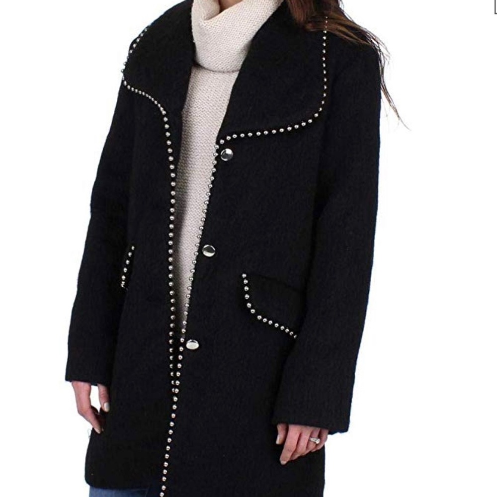STEVE MADDEN Pearl Trim Studded Peacoat Jacket